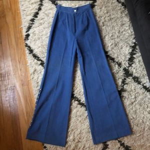 VINTAGE Blue Wide Leg Pants, studded sides.